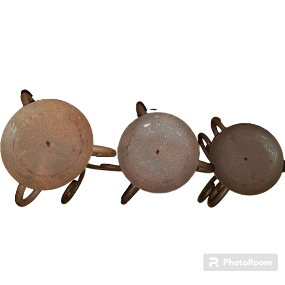 Vintage Rustic Wrought Iron Scrollwork Design Pillar Candle Holder Set - Picture 4 of 11